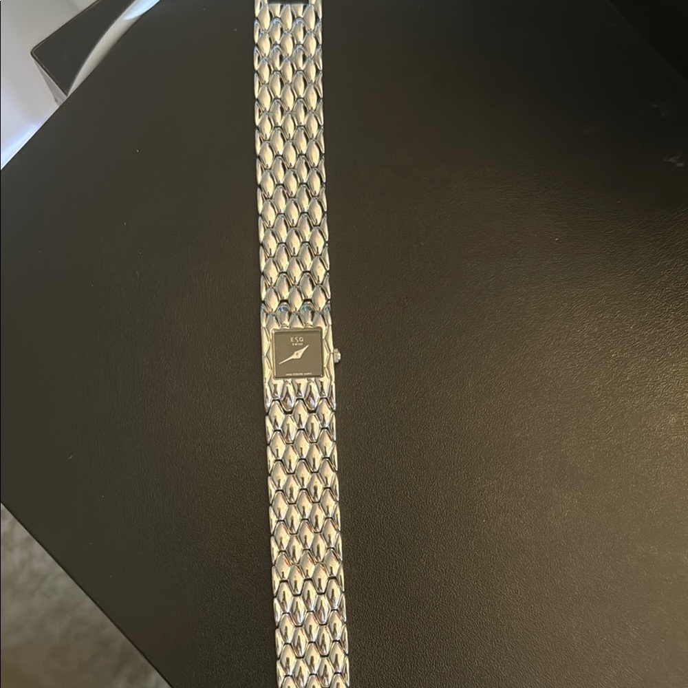Silver Watch with Textured Band